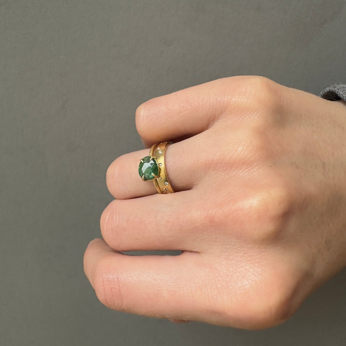 1.08 Carat One-of-a-Kind Emerald Slice Ring