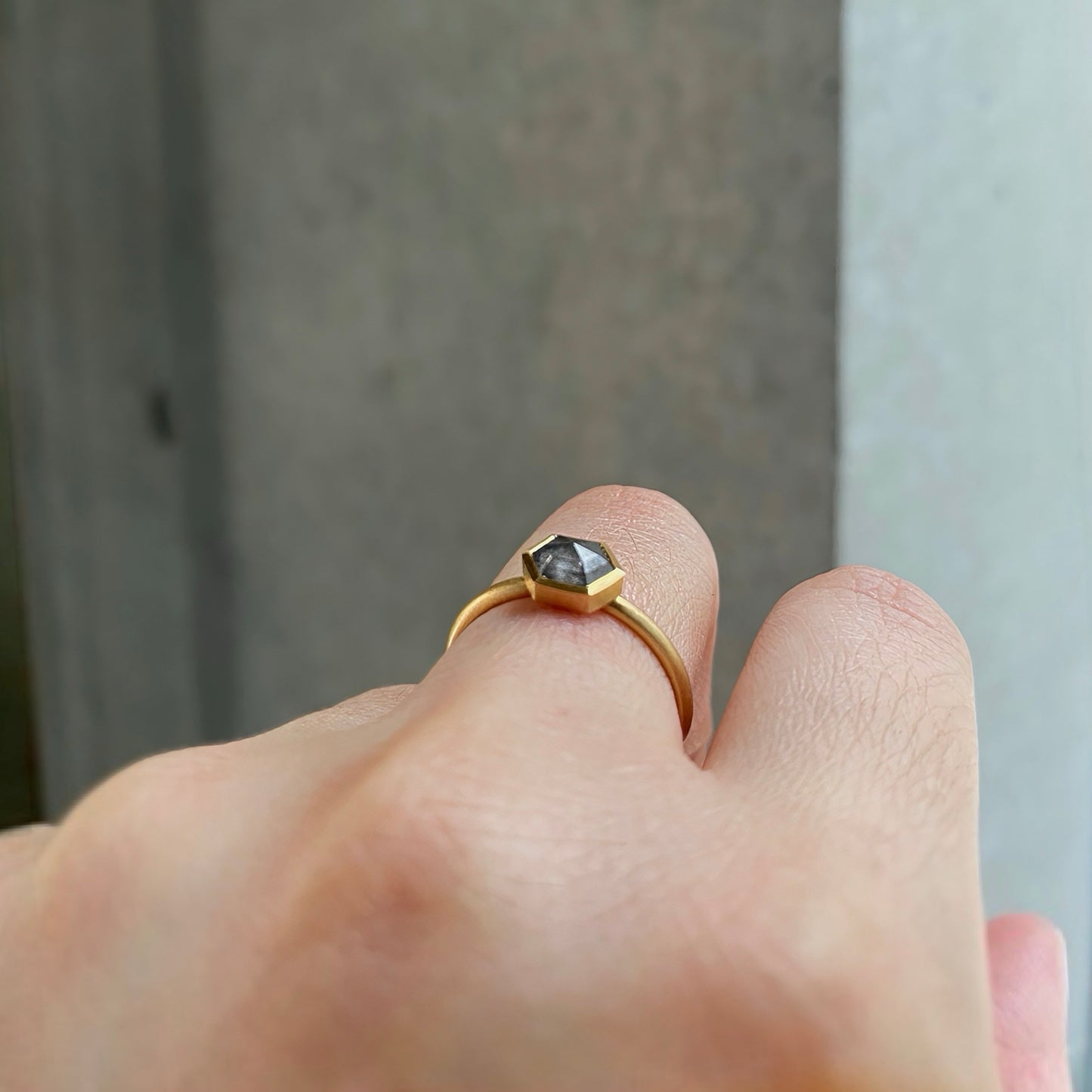 0.87 Carat One-of-a-Kind Rose Cut Grey Diamond Ring