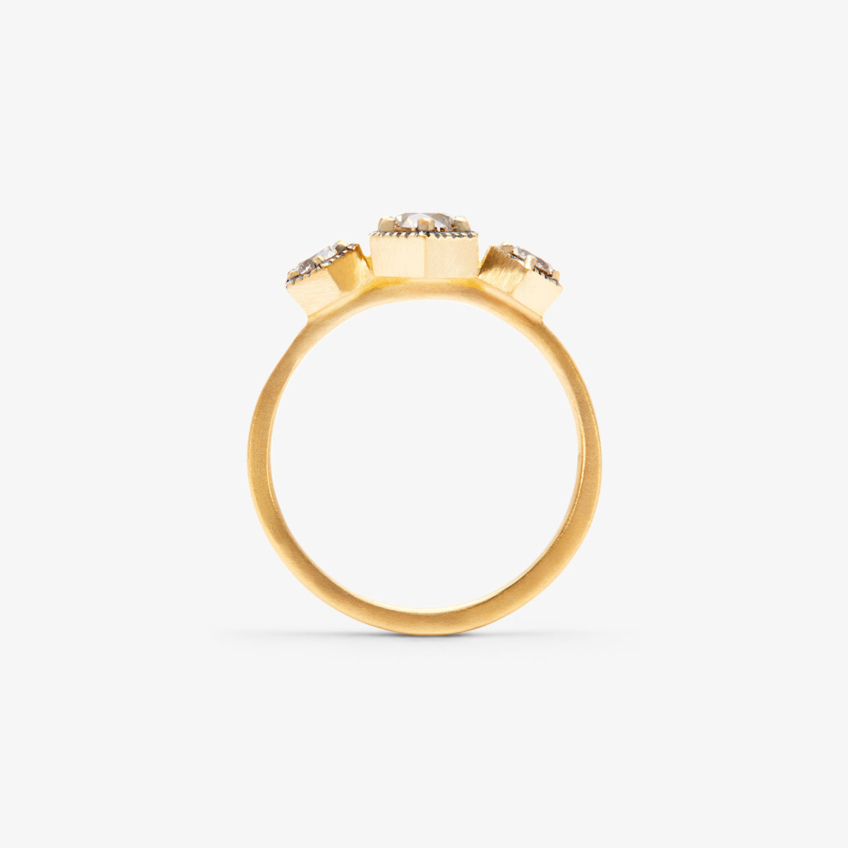 Grand Brown Diamond Triple Hexagon Ring