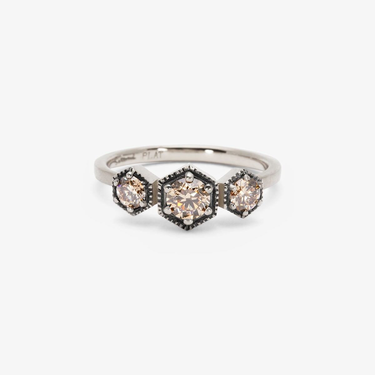 Grand Brown Diamond Triple Hexagon Ring