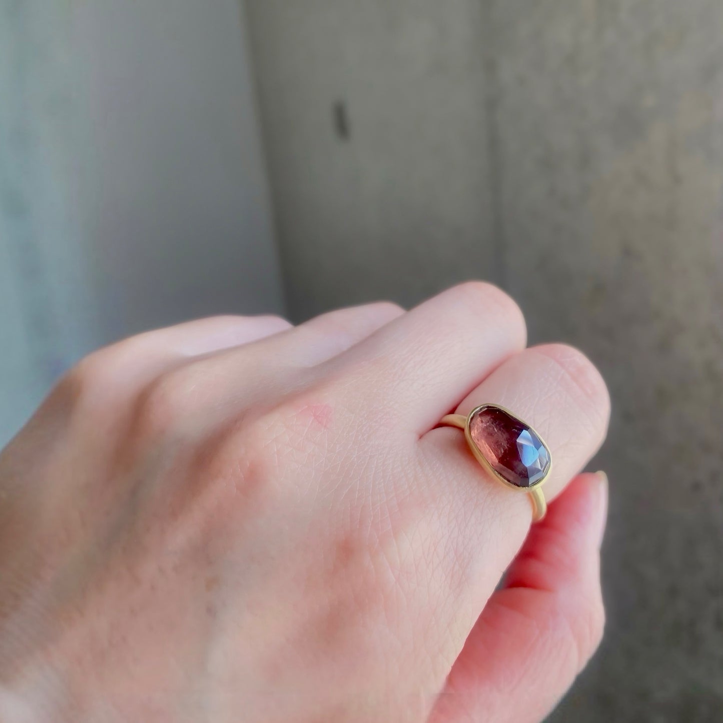 3.40 Carat One-of-a-Kind Rose Cut Deep Pink Tourmaline Ring