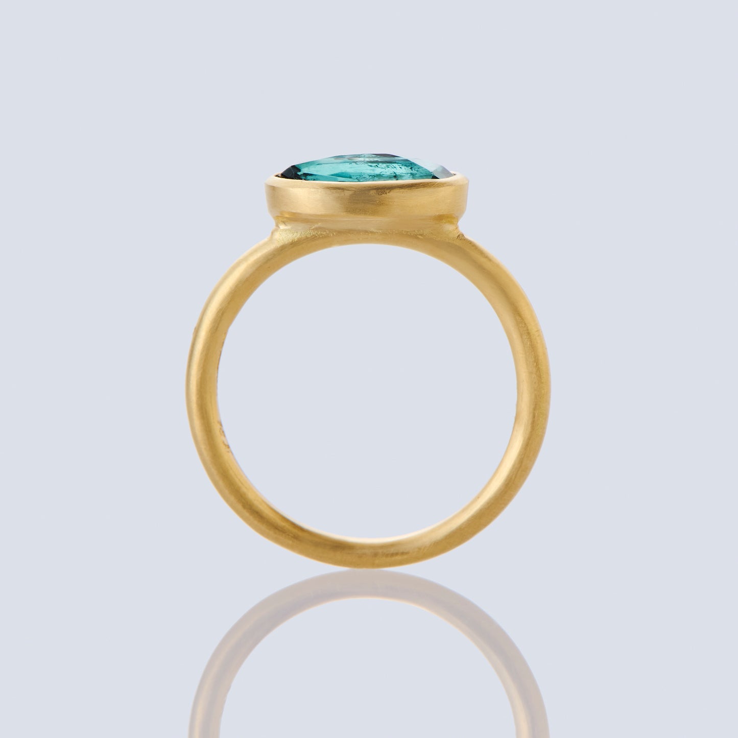 1.24 Carat One-of-a-Kind Teal Tourmaline Ring