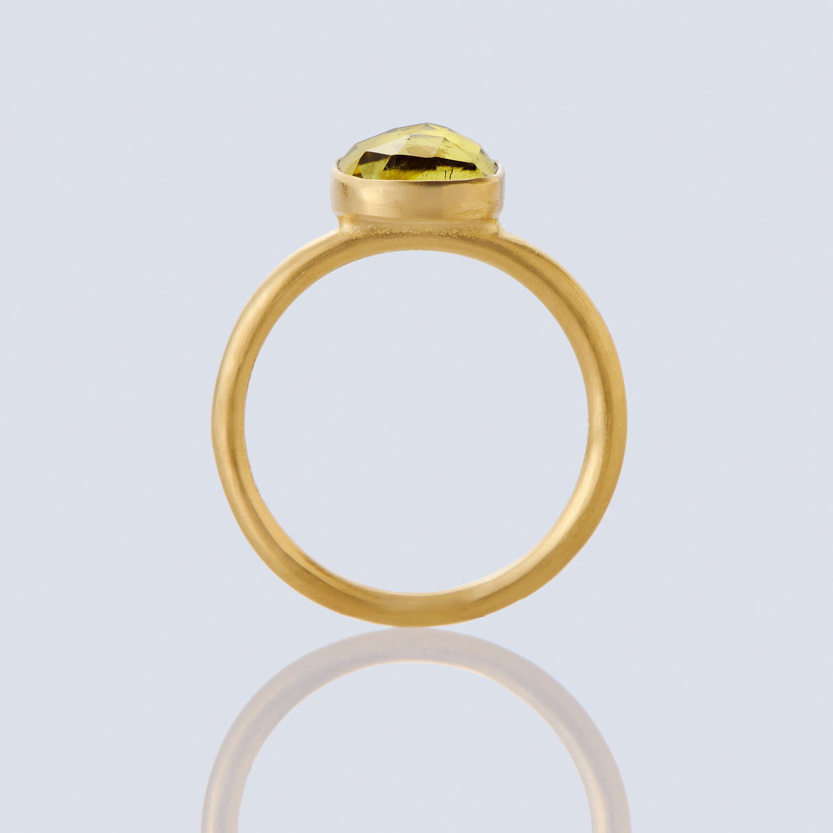 2.07 Carat One-of-a-Kind Olive Yellow Tourmaline Ring
