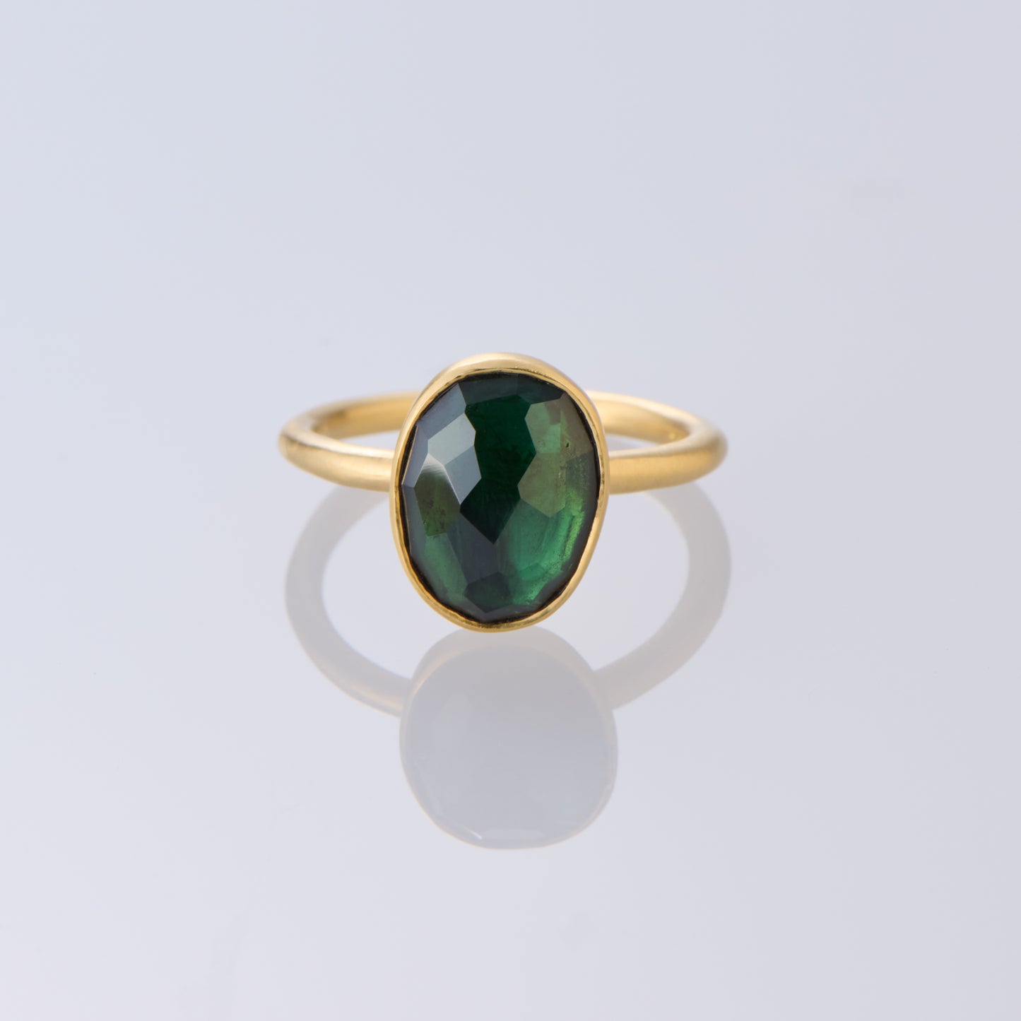 2.51 Carat One-of-a-Kind Rose Cut Green Tourmaline Ring