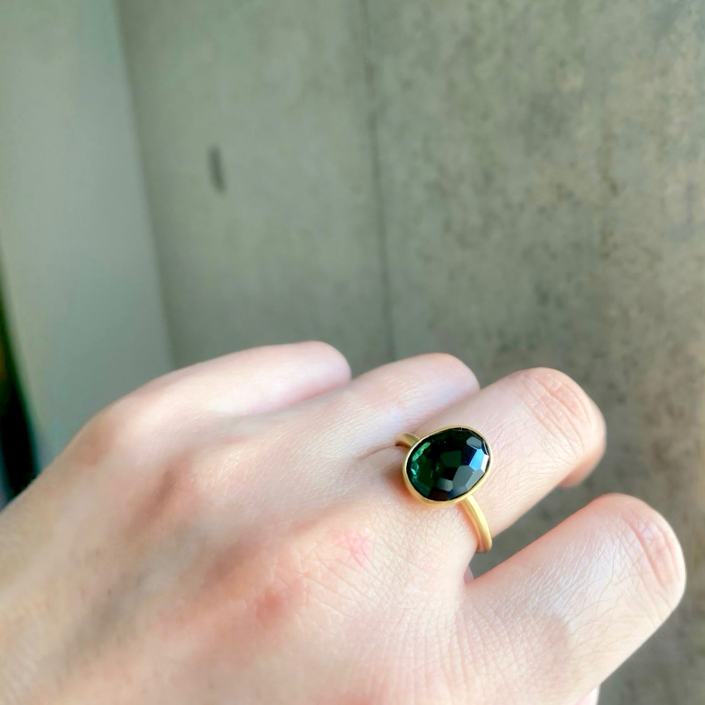 2.51 Carat One-of-a-Kind Rose Cut Green Tourmaline Ring