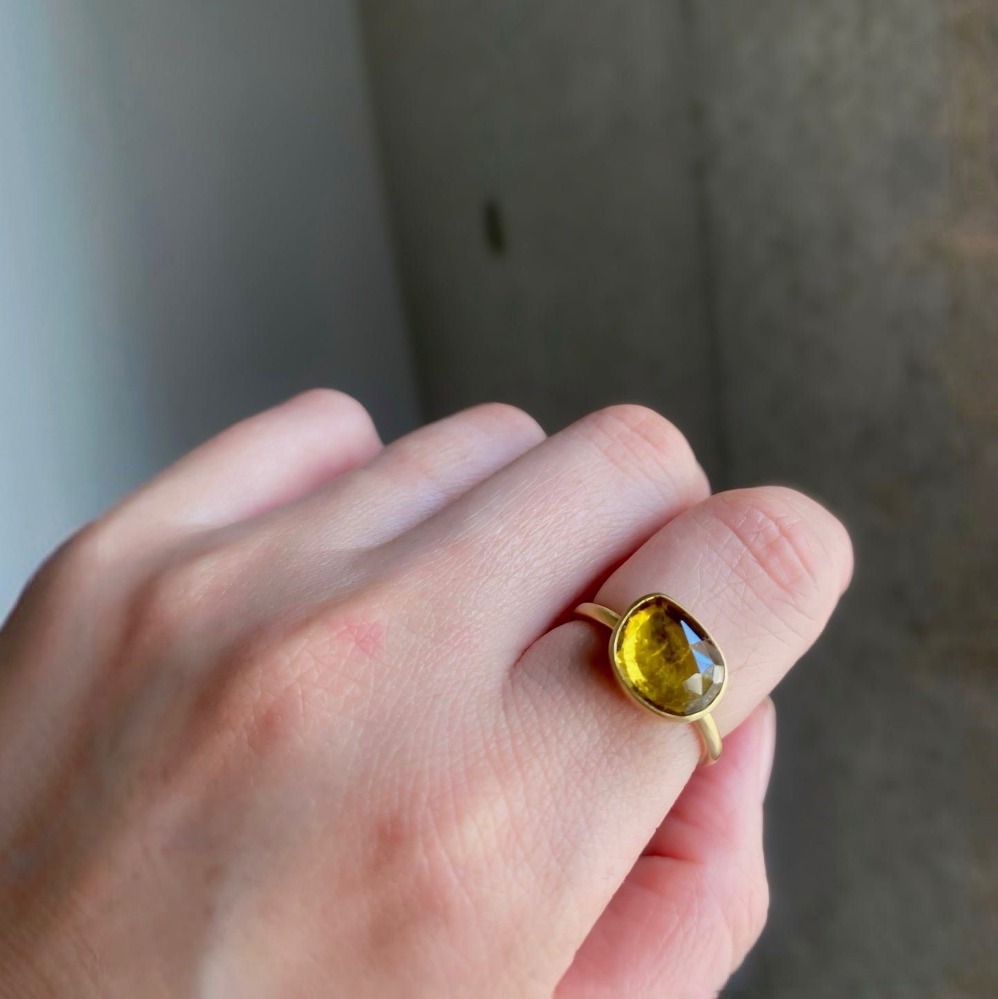 2.57 Carat One-of-a-Kind Rose Cut Amber Tourmaline Ring