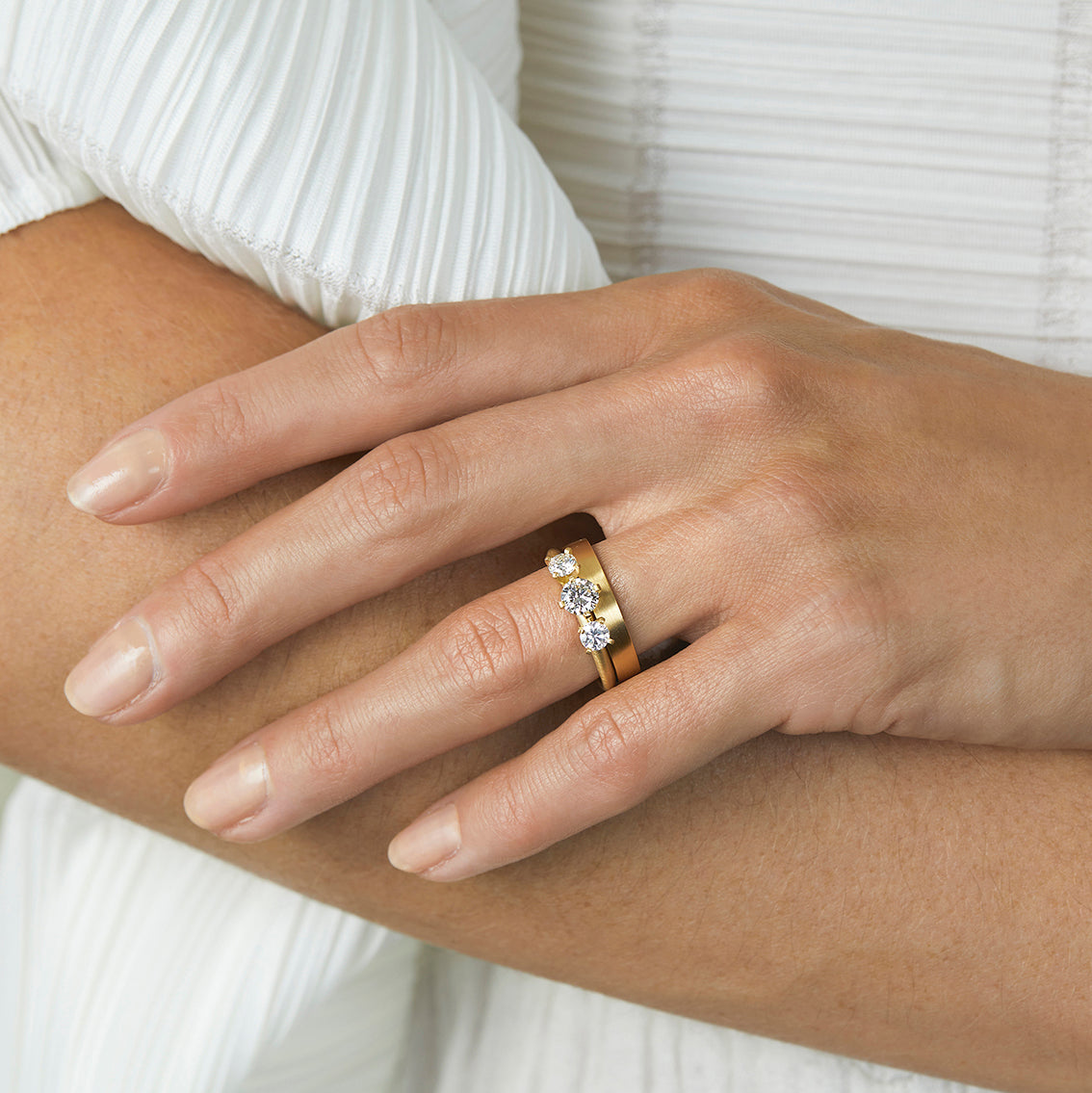 Queen White Diamond Trinity Ring