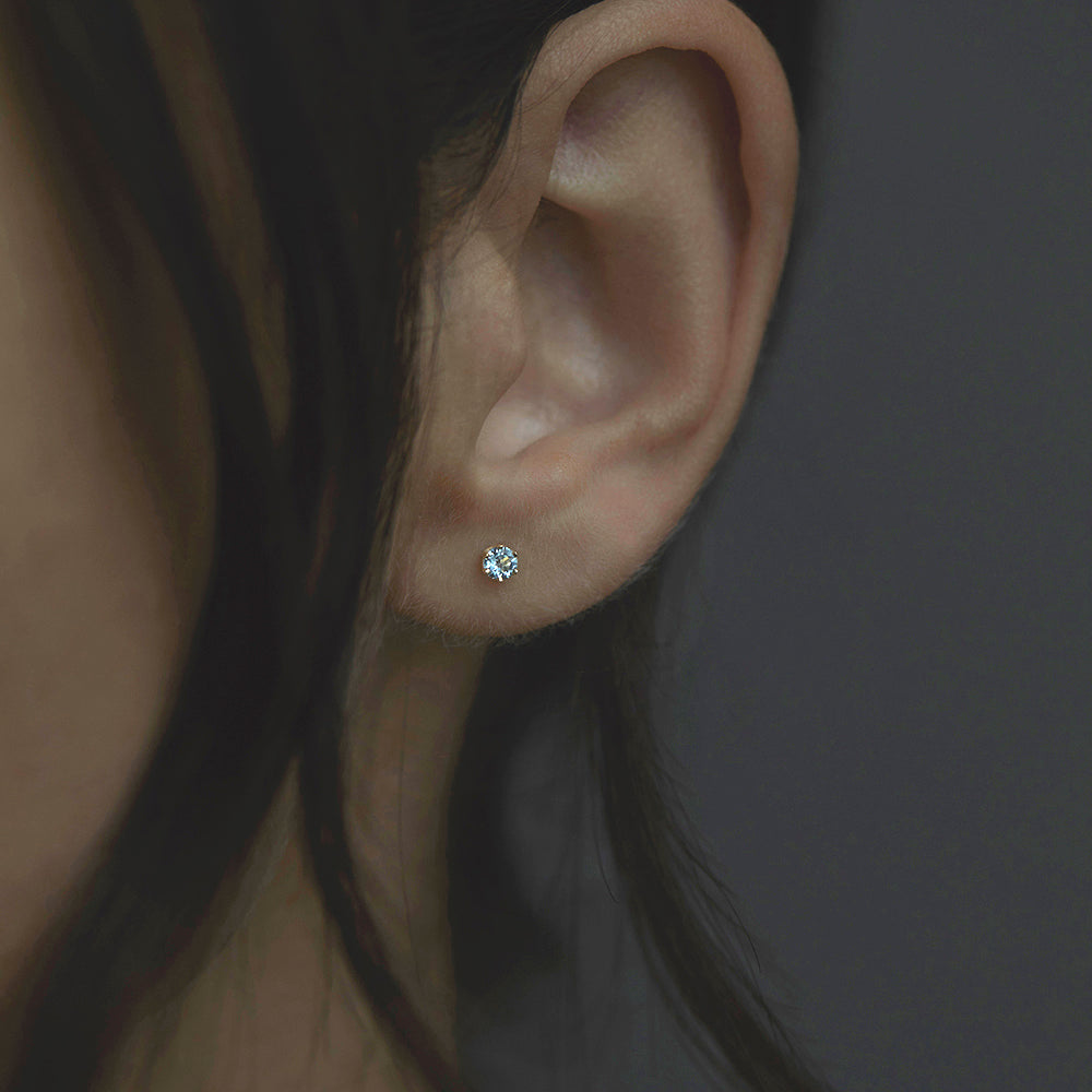 3mm Aquamarine Studs