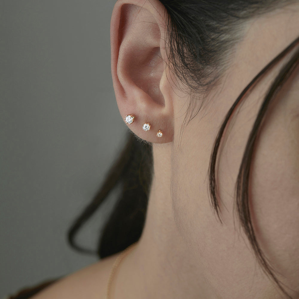 3mm White Diamond Studs