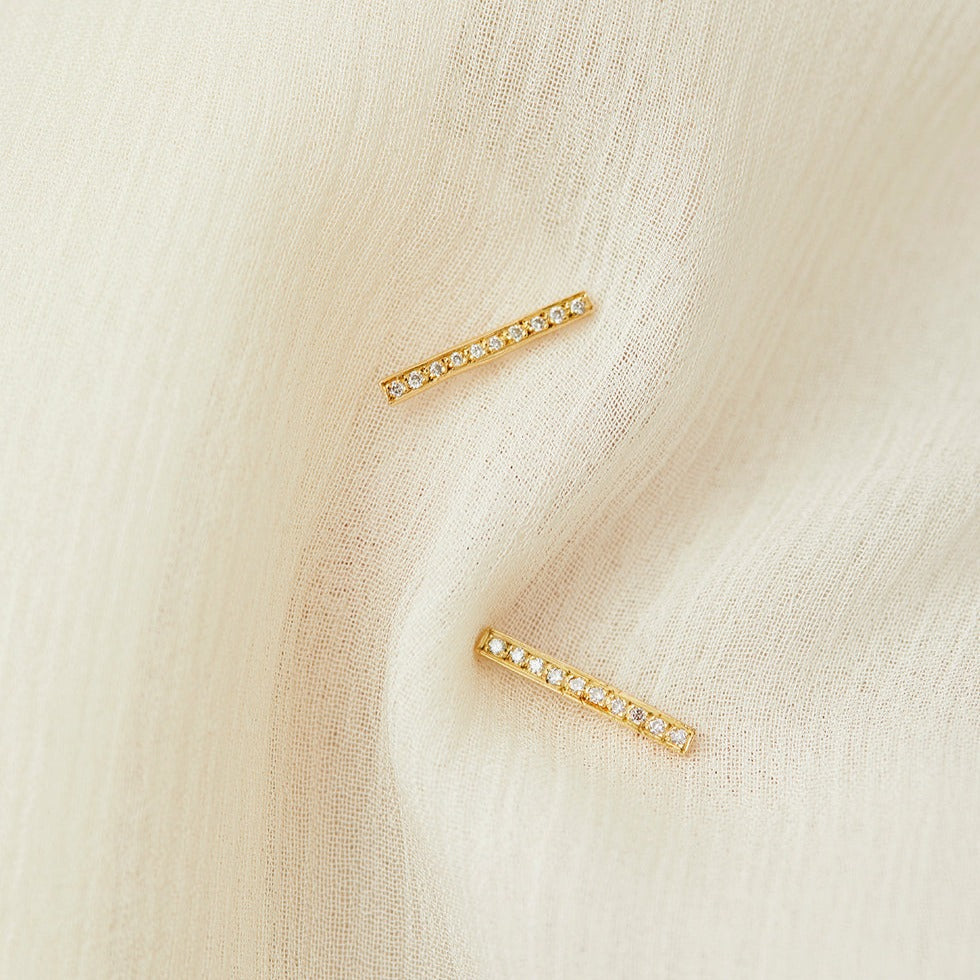 Long Diamond Bar Studs