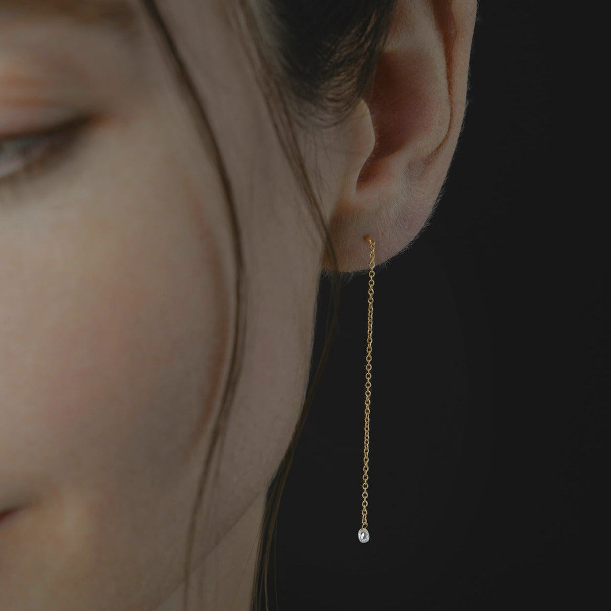 Diamond Drop Earrings 18KY