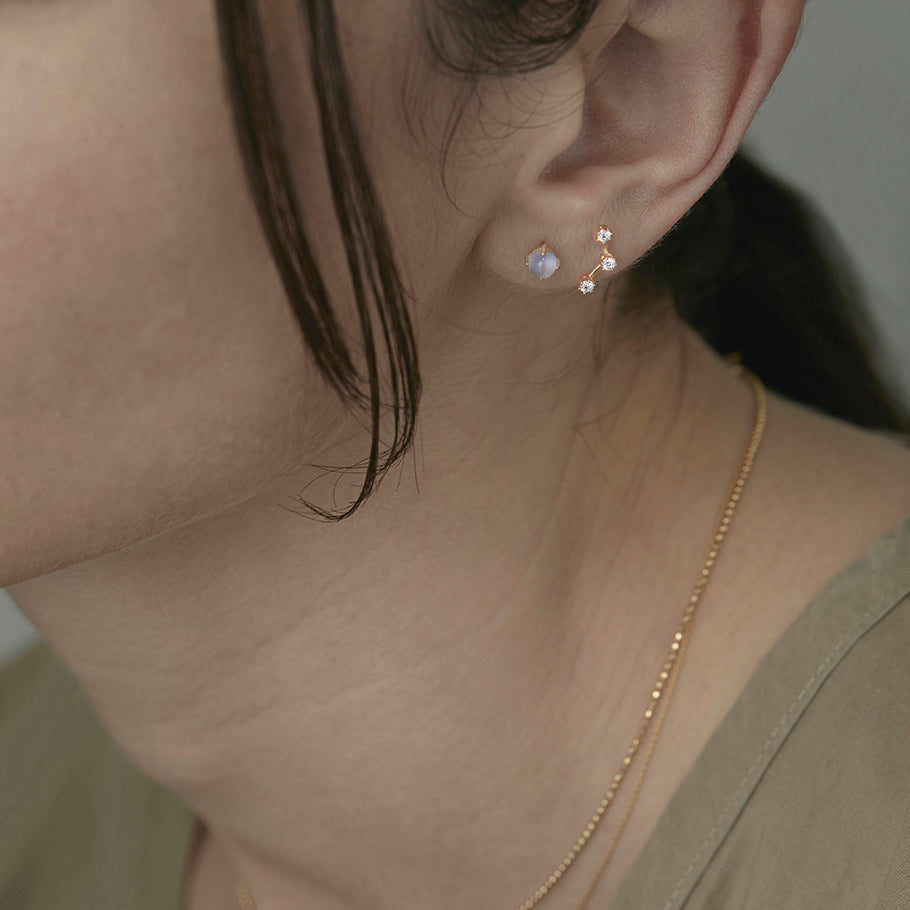 White Diamond Triple Stone Studs