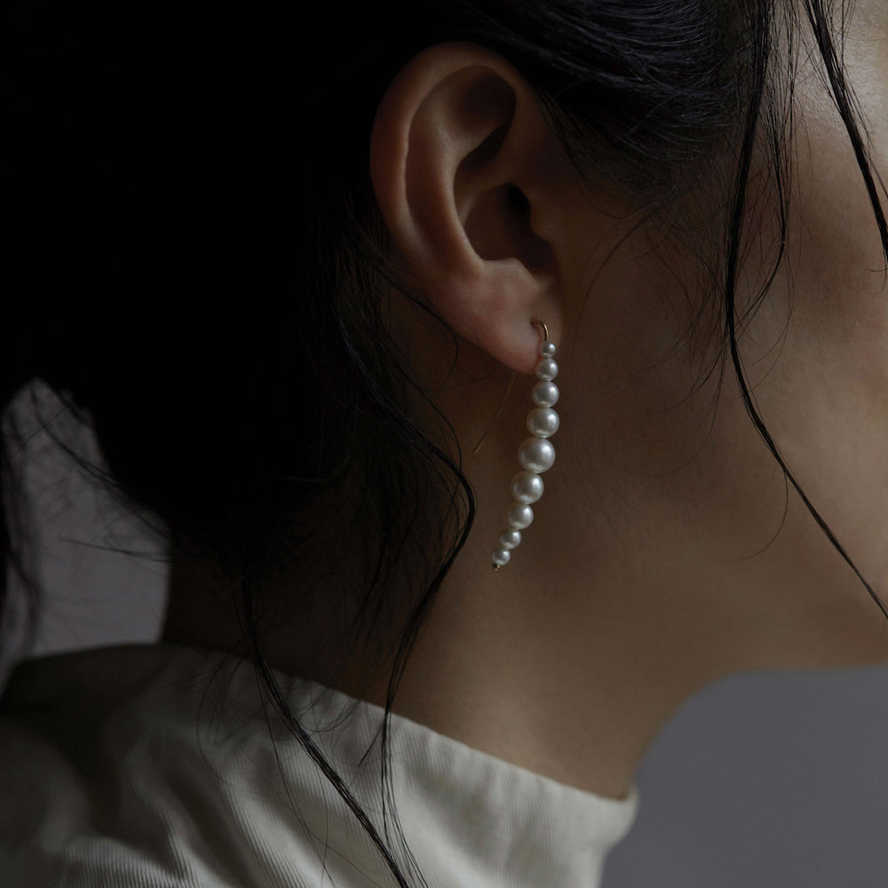 Cascading White Pearl Drop Earrings
