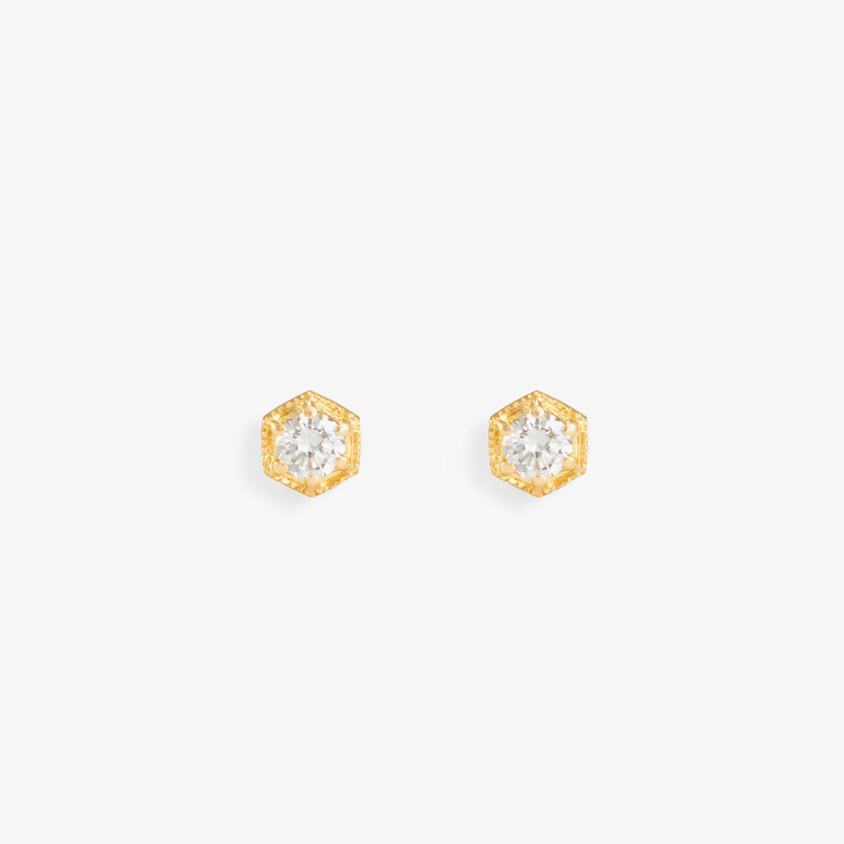 3.5mm White Diamond Hexagon Studs