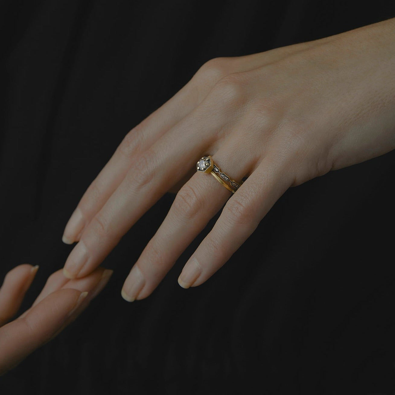 5mm Brown Diamond Hexagon Ring