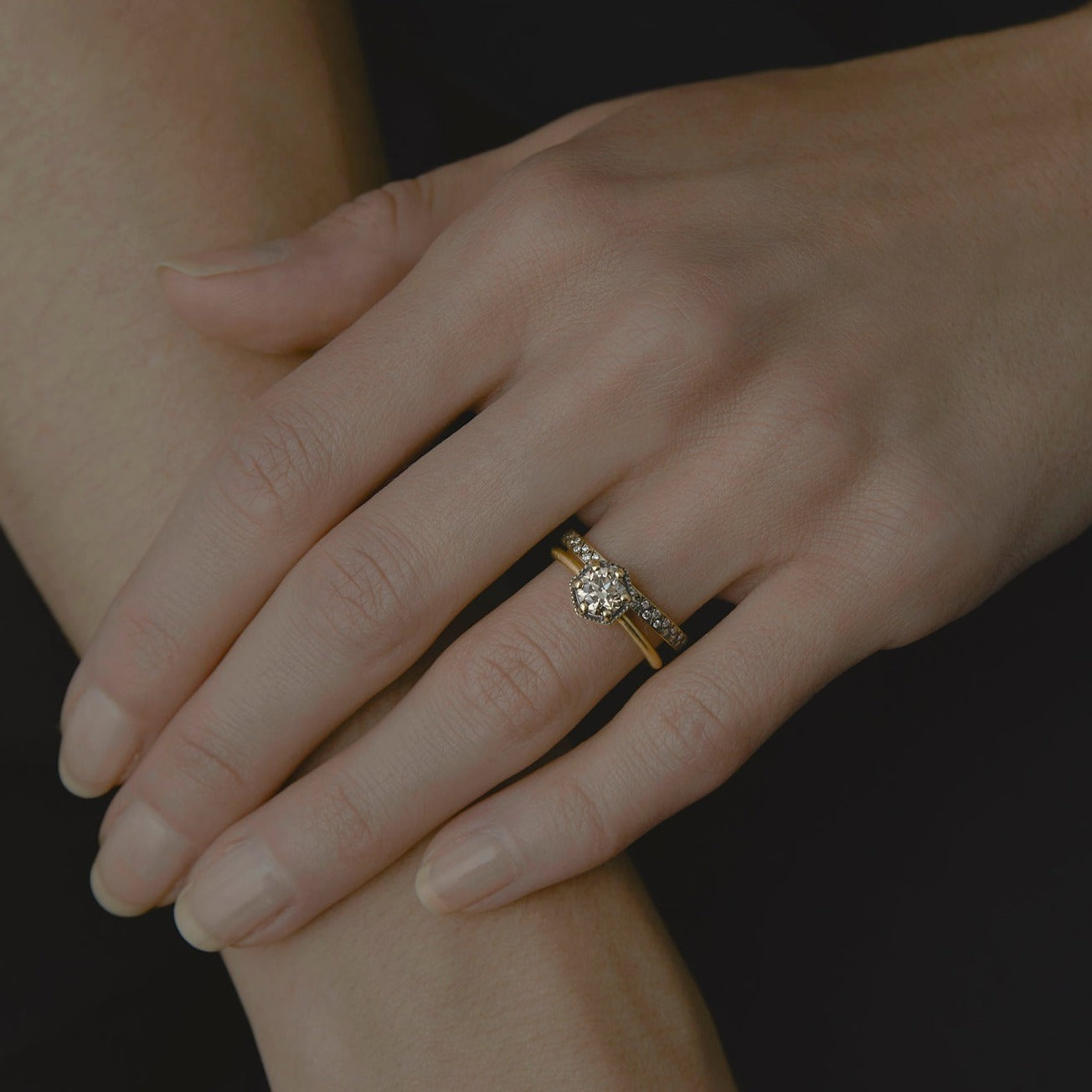 5.6mm Brown Diamond Hexagon Ring