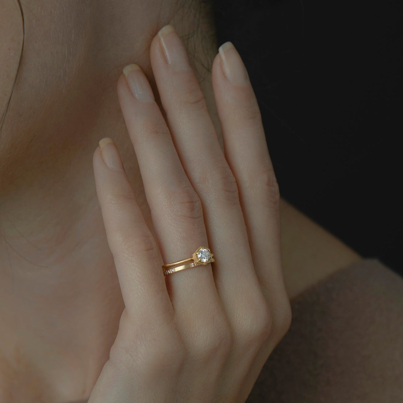 White Diamond Spaced Band