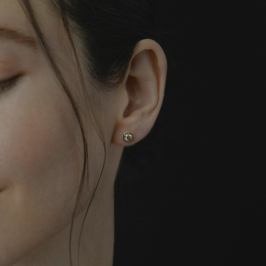 4.5mm Brown Diamond Hexagon Studs