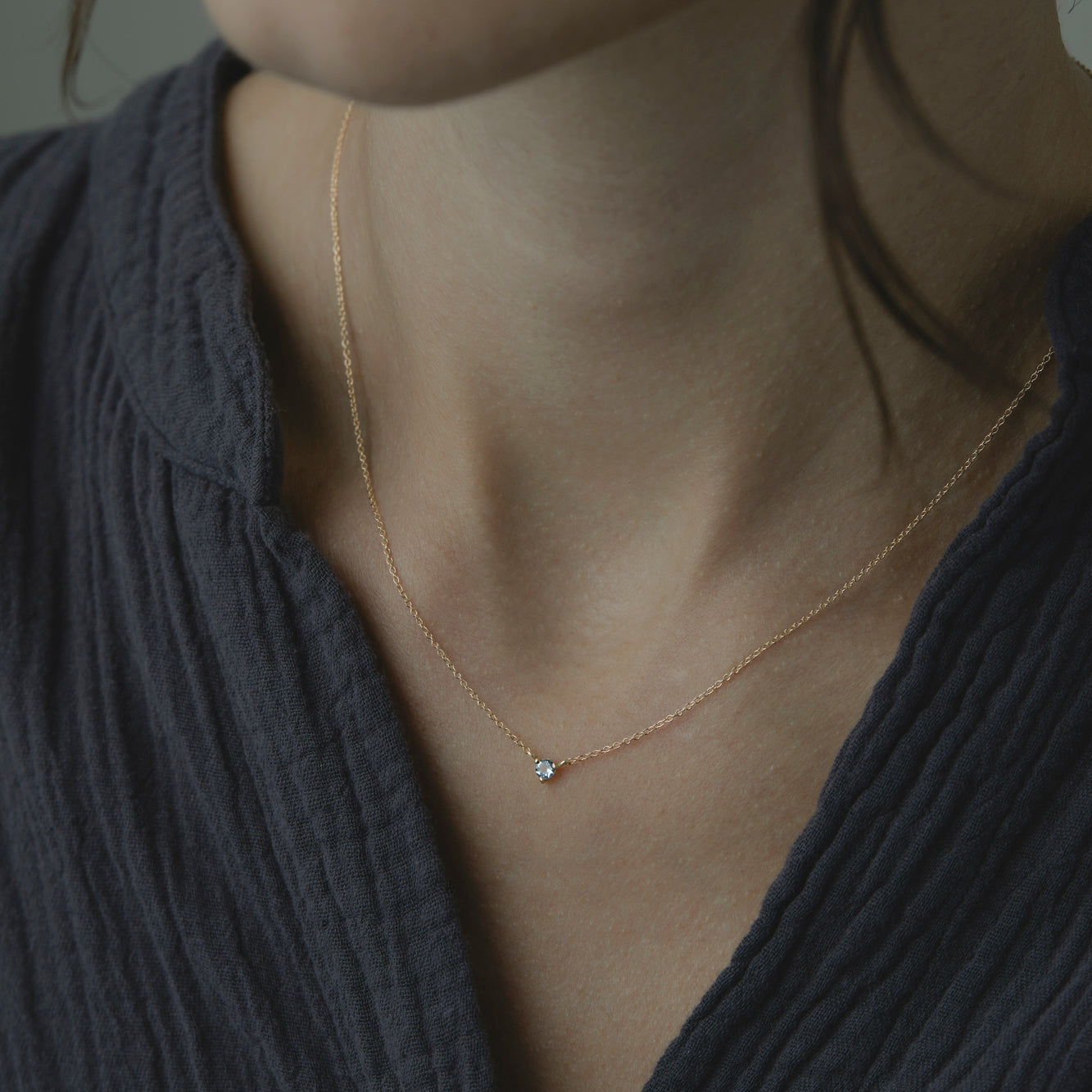 3mm Aquamarine Birthstone Necklace