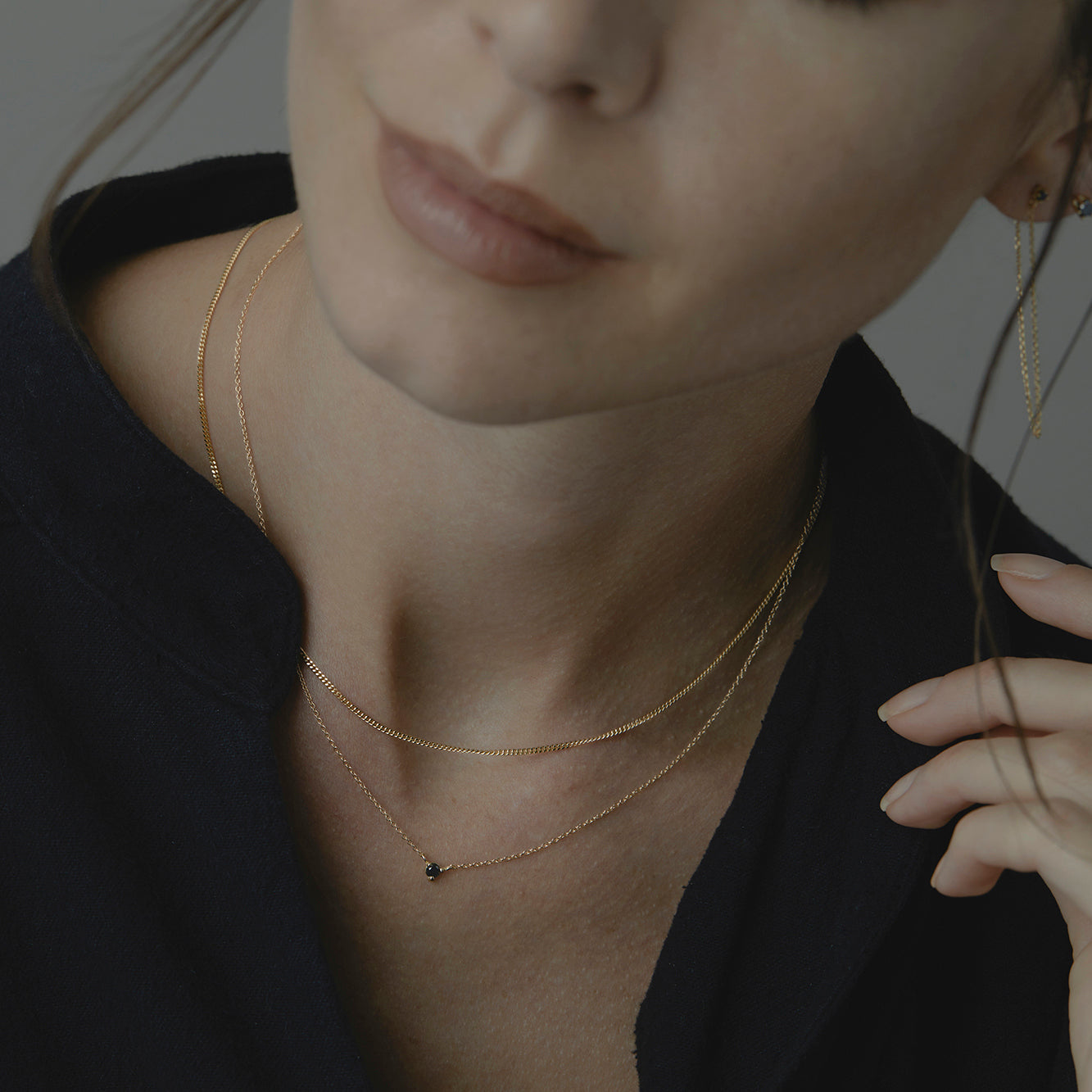 3mm Black Diamond Birthstone Necklace