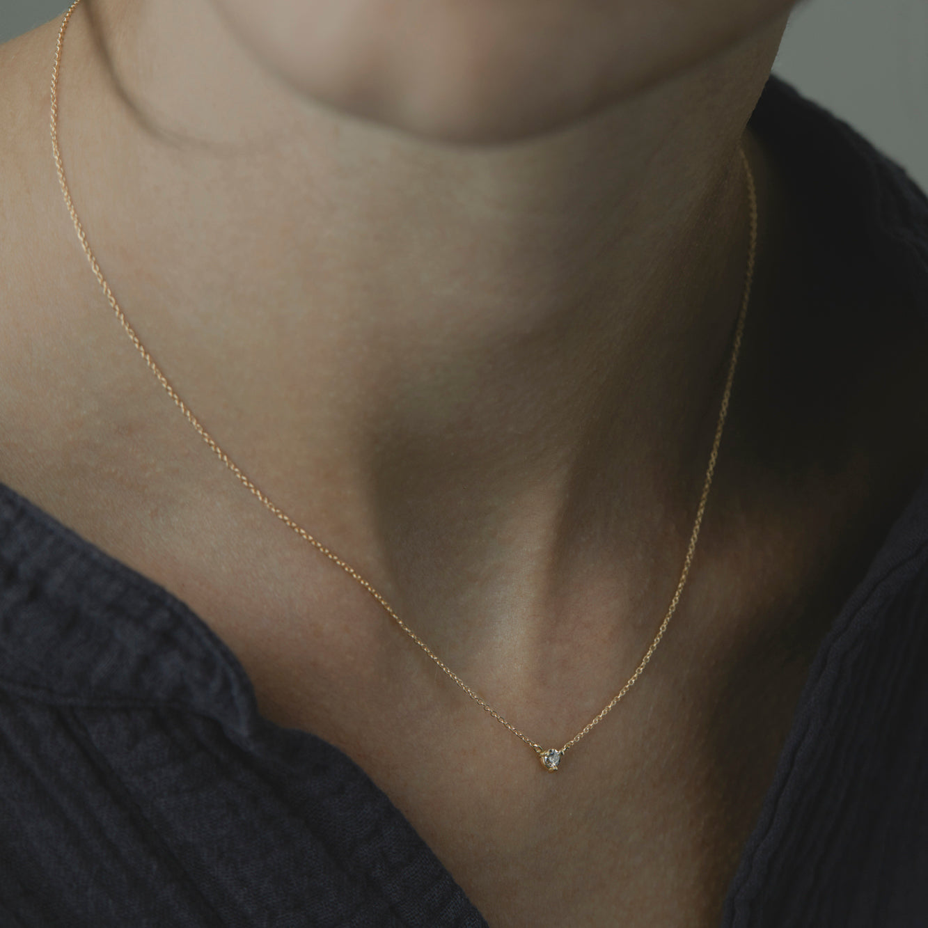 3mm Brown Diamond Birthstone Necklace