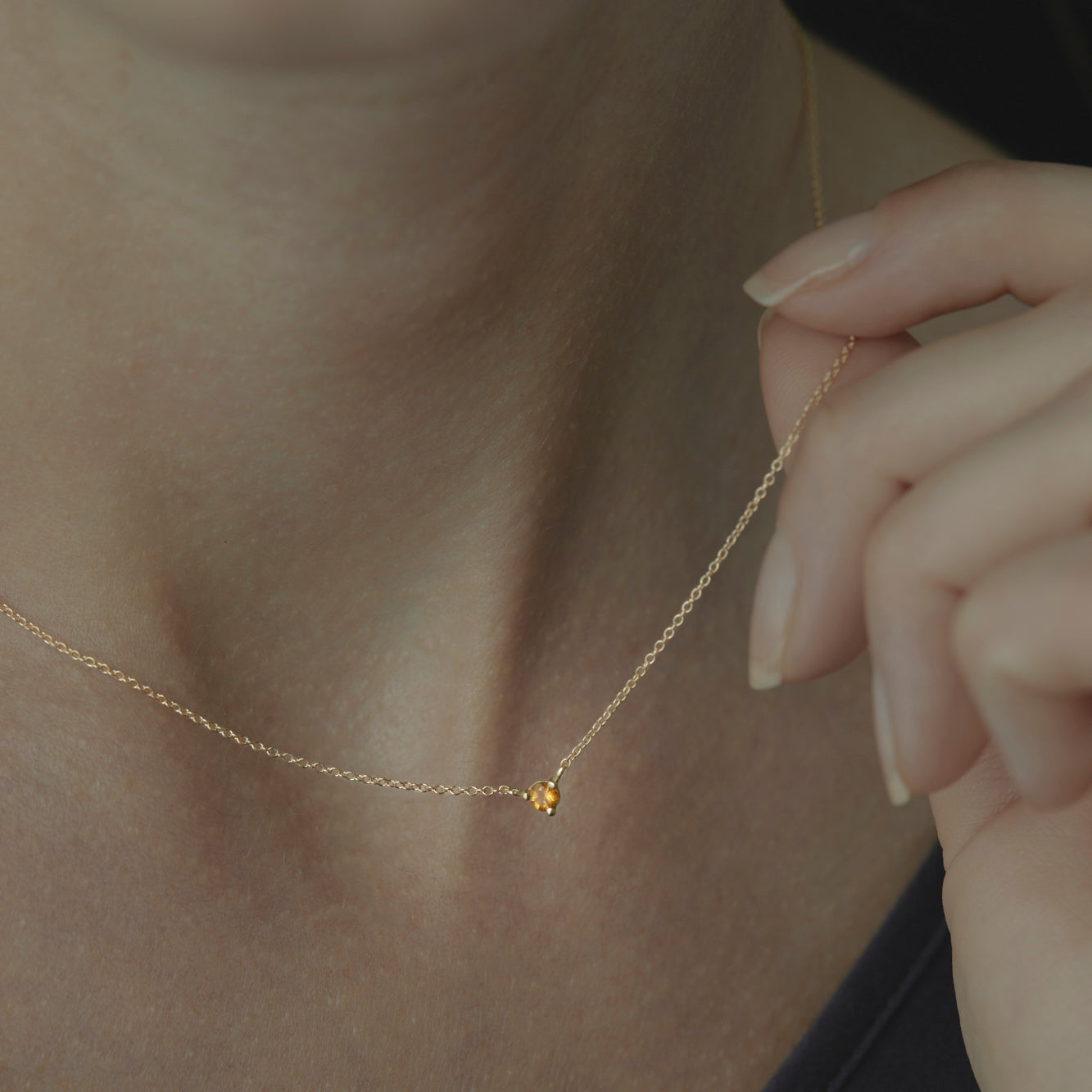 3mm Citrine Birthstone Necklace