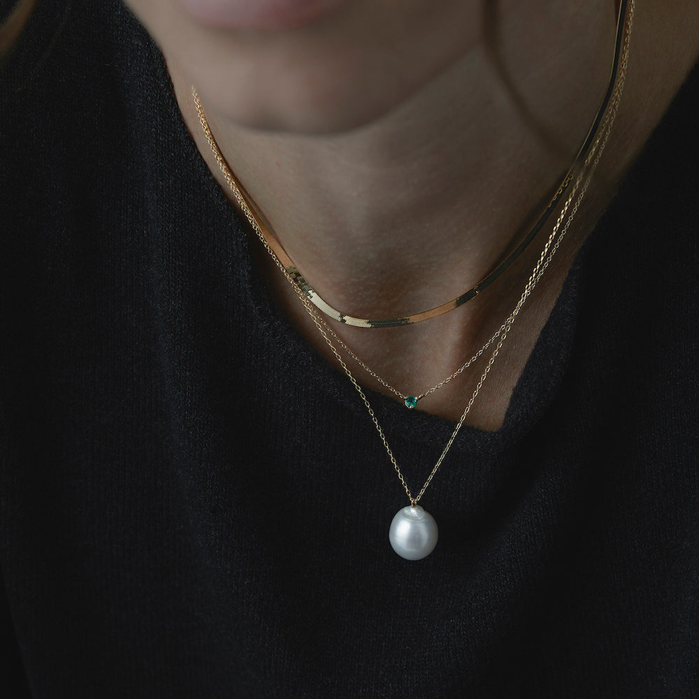 3mm Emerald Birthstone Necklace