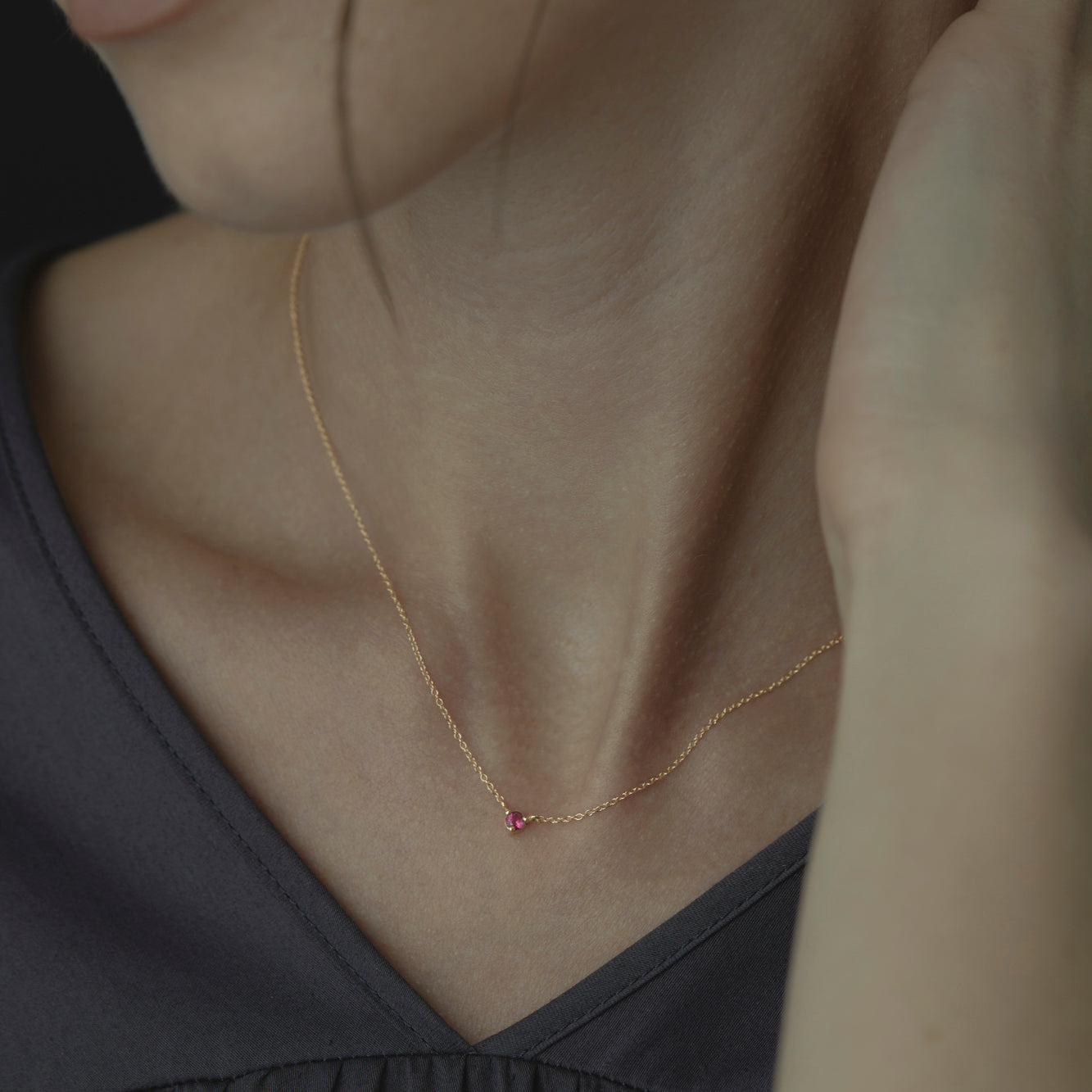3mm Ruby Birthstone Necklace