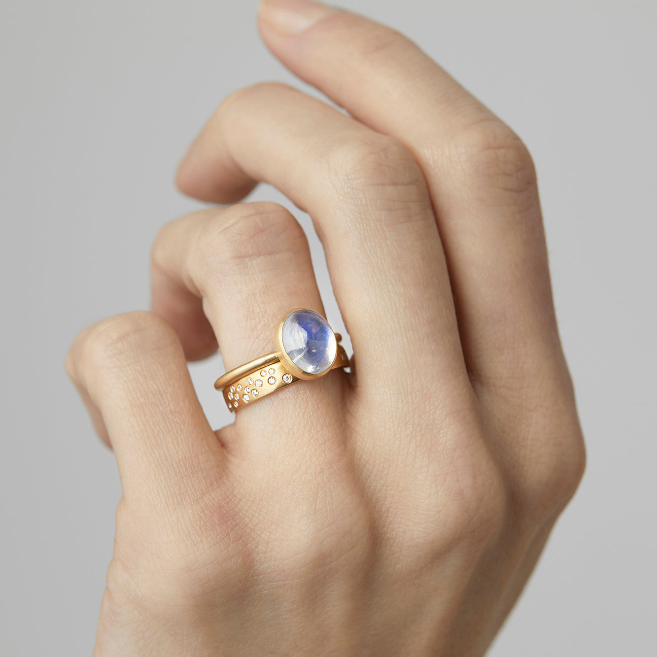 Wide White Diamond Starry Night Band