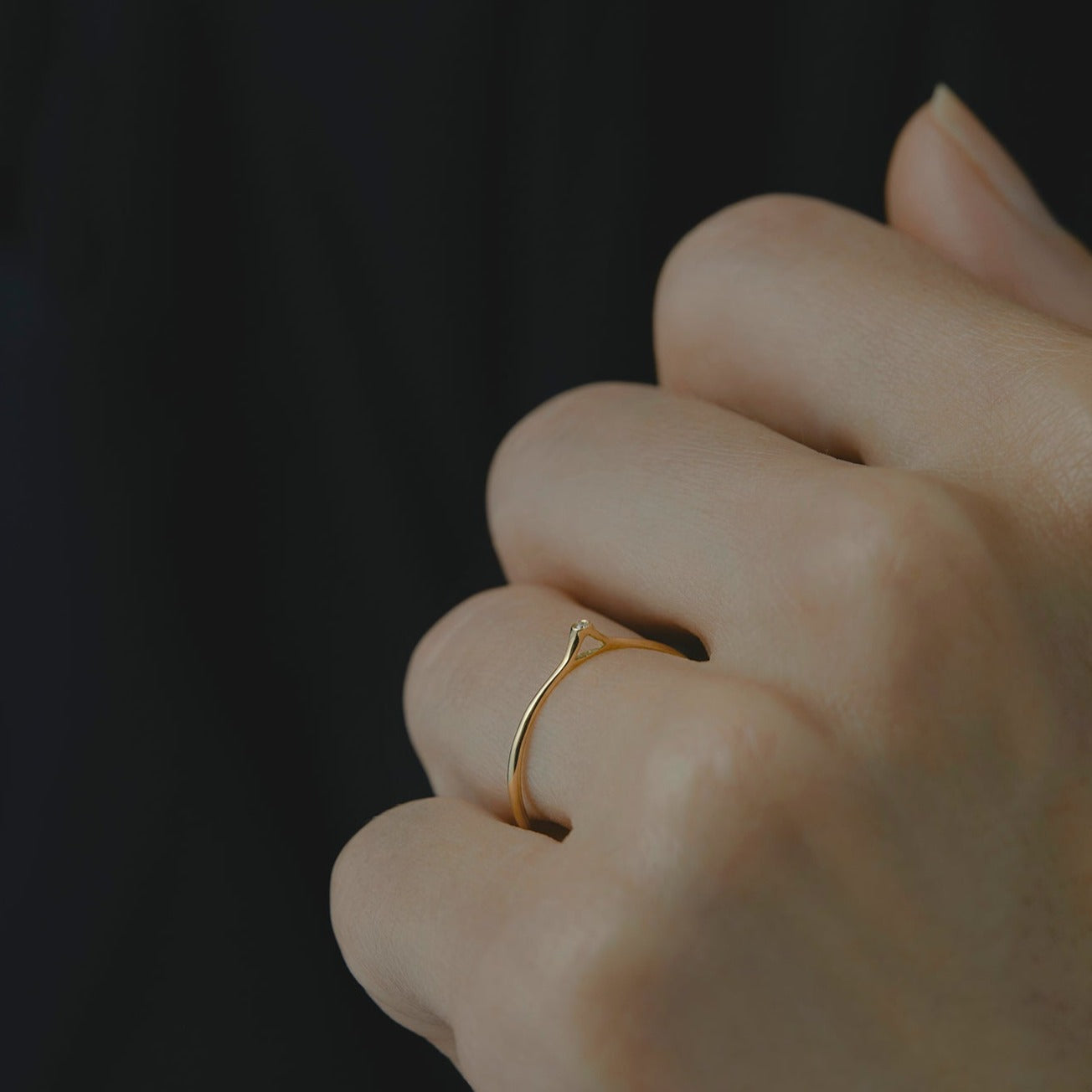 White Diamond Pointed Ring