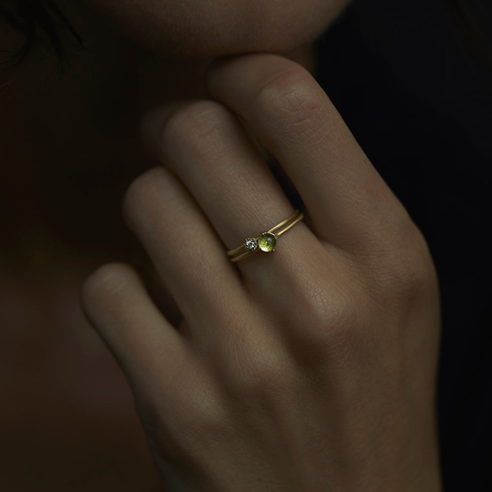 Baby White Diamond Hexagon Ring