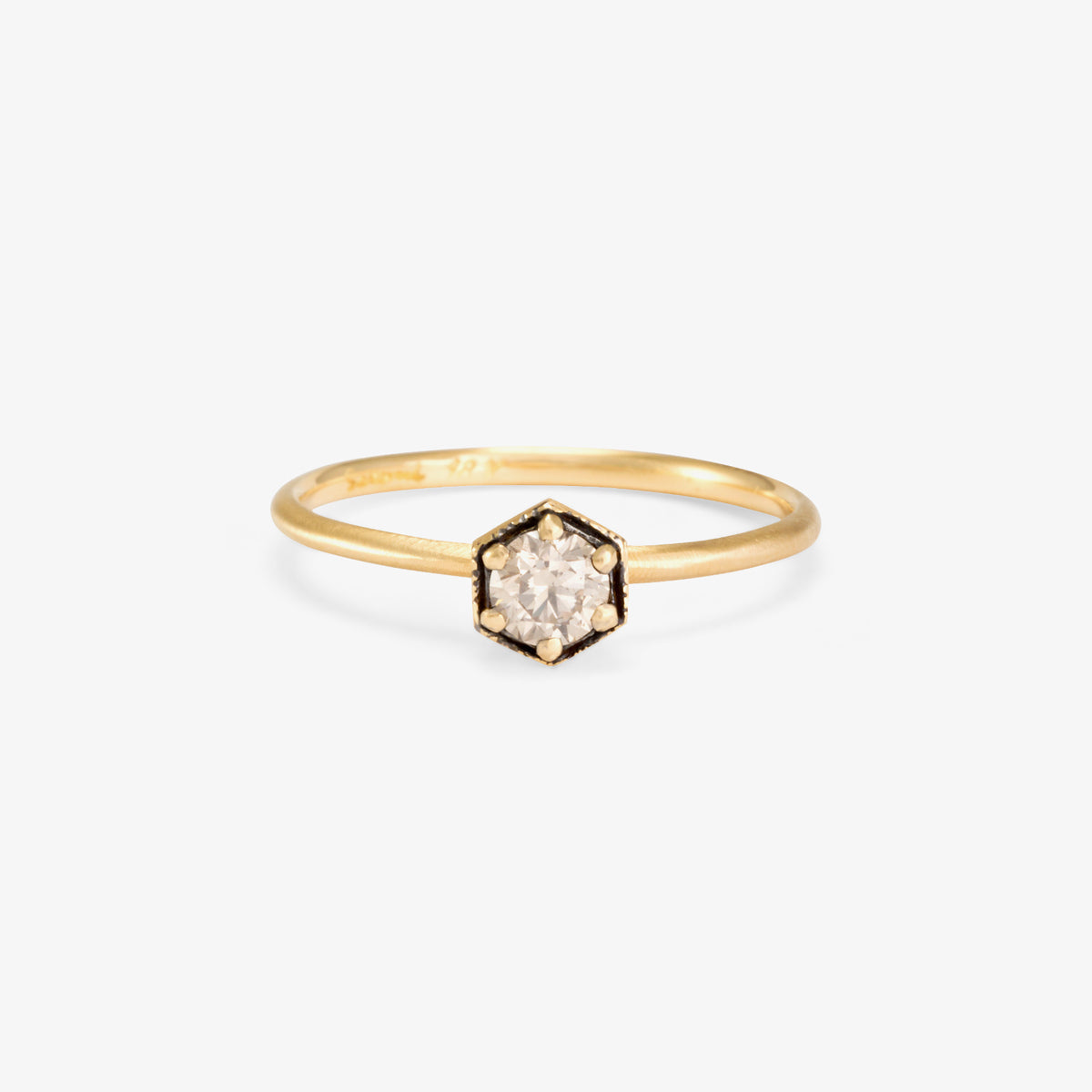 4mm Brown Diamond Hexagon Ring