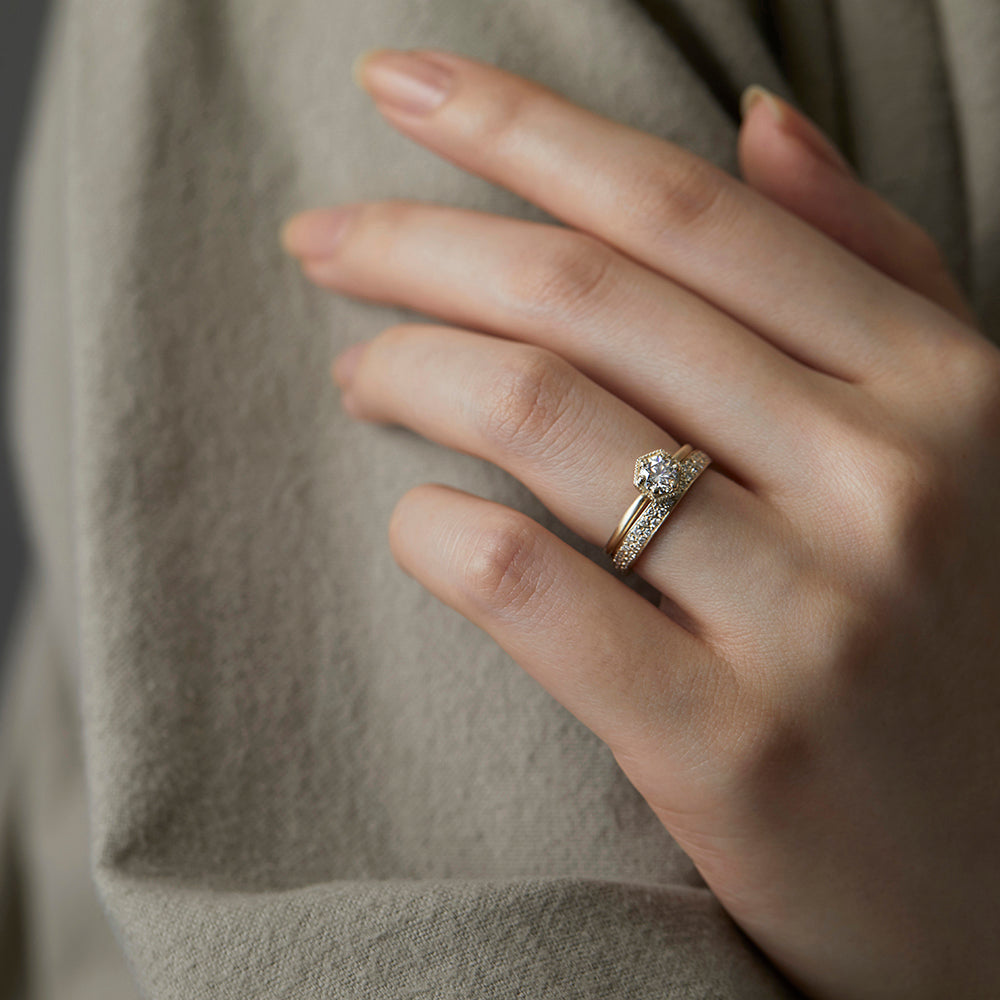 5mm White Diamond Hexagon Ring
