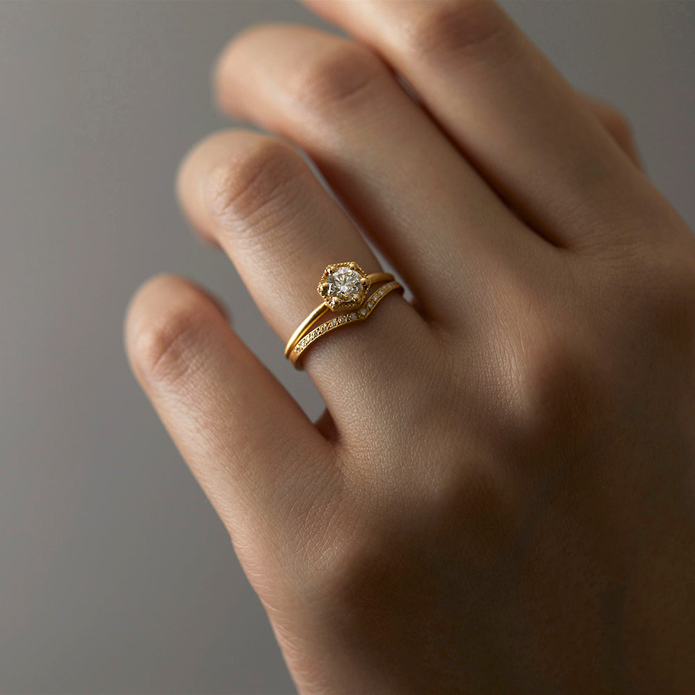 5mm White Diamond Hexagon Ring