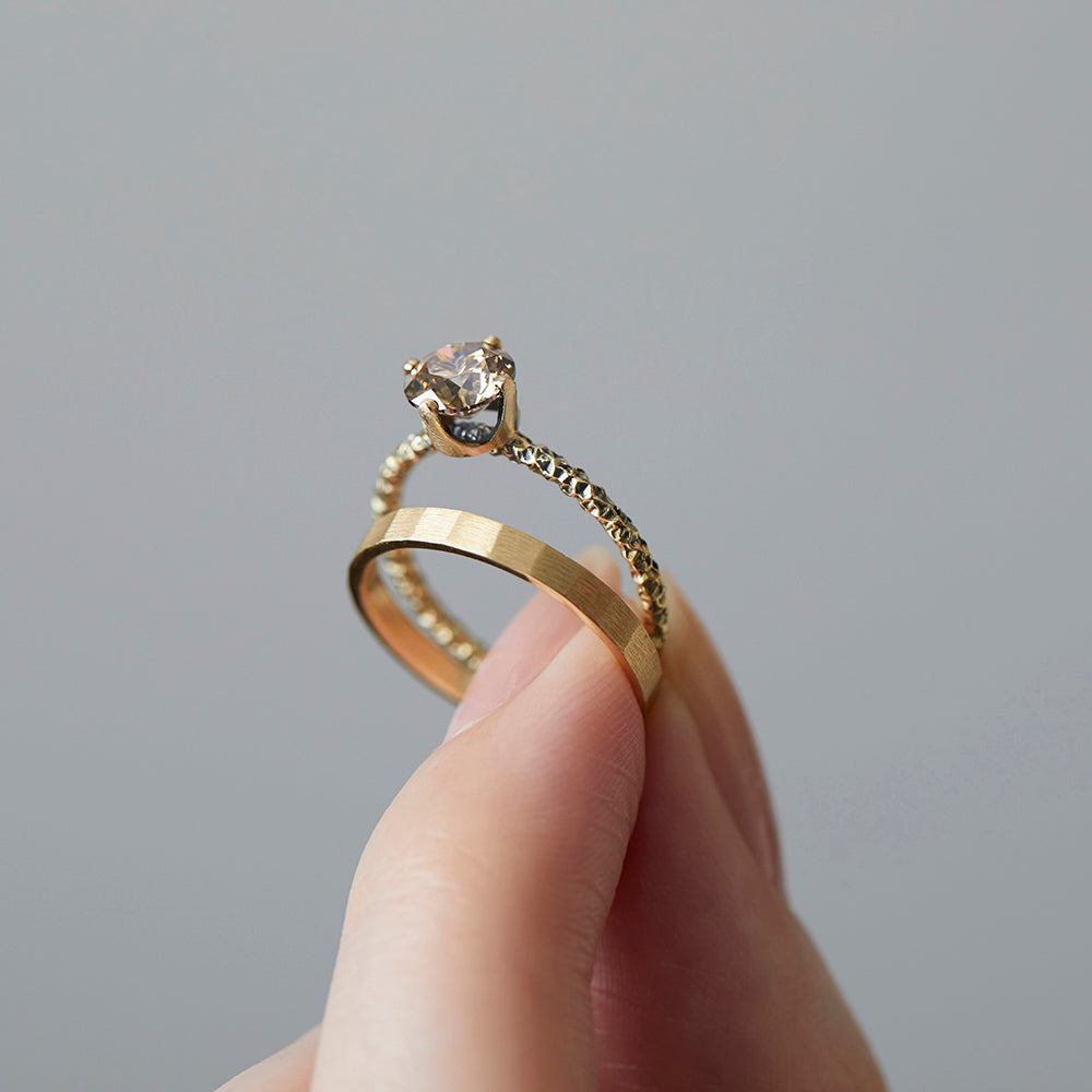 6.5mm Brown Diamond Homespun Solitaire Ring