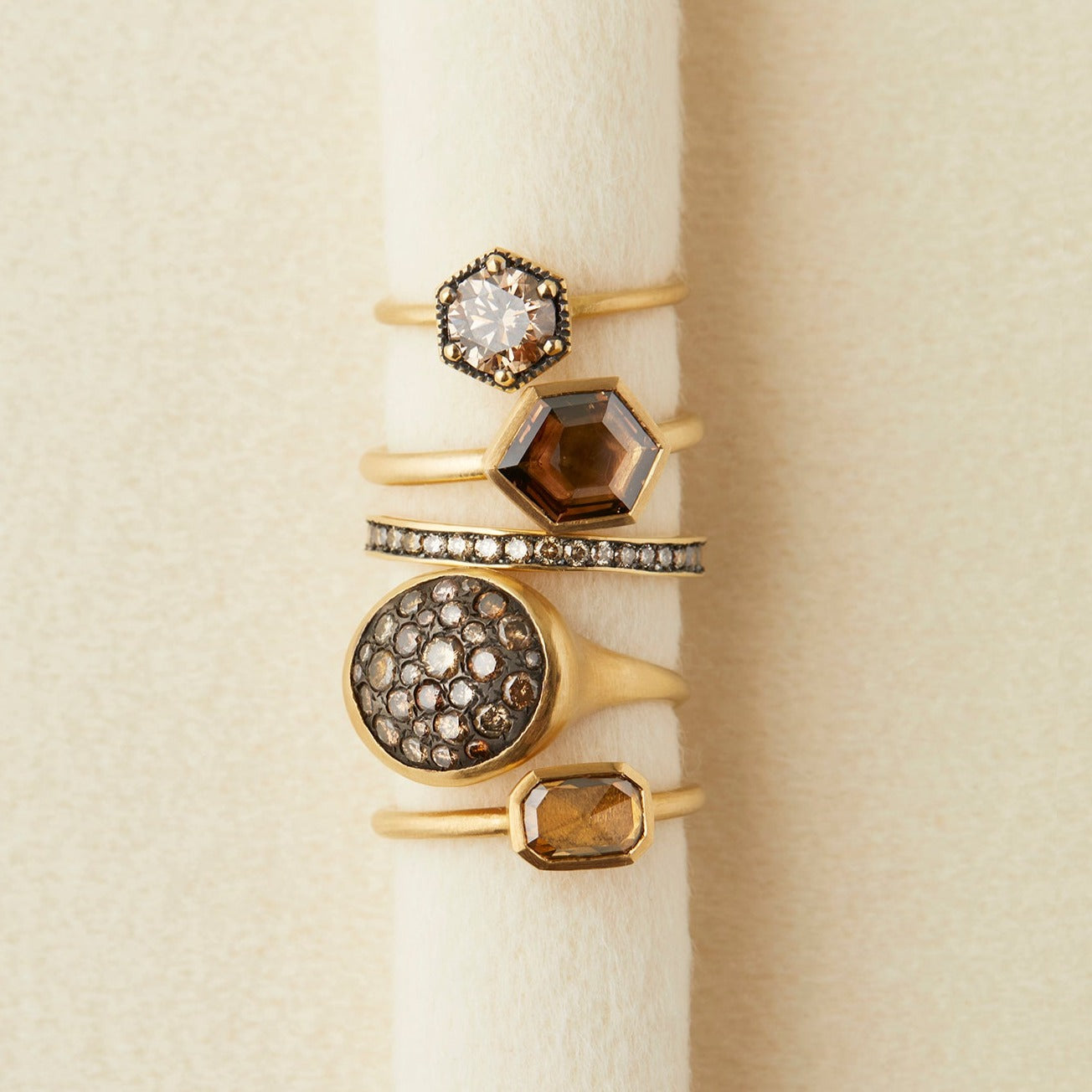 6.5mm Brown Diamond Hexagon Ring