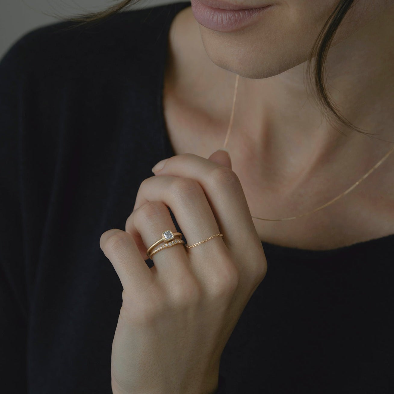 White Diamond Ripple Half Eternity Band