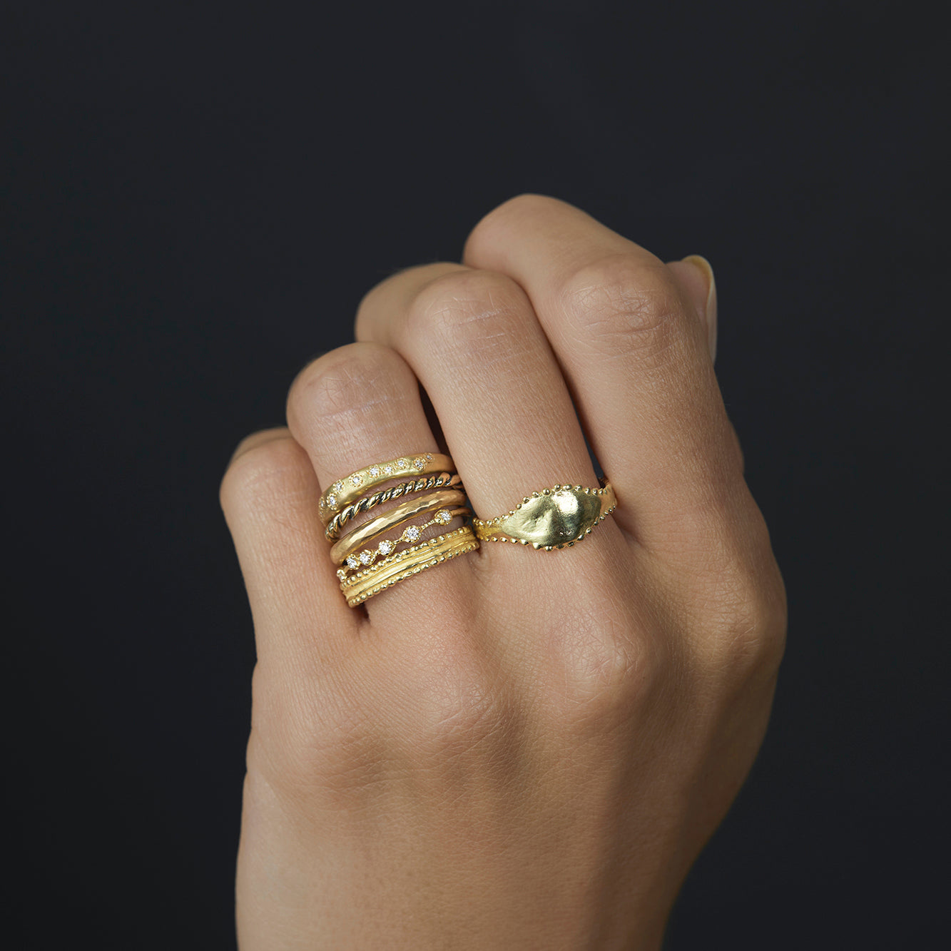Beaded Signet Ring