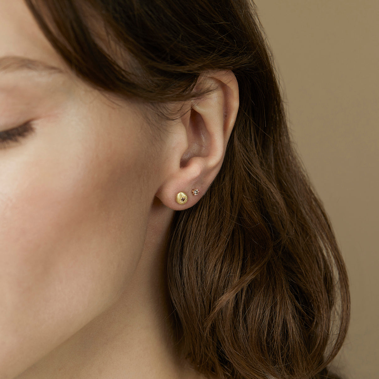 Brown Diamond Pebble Studs