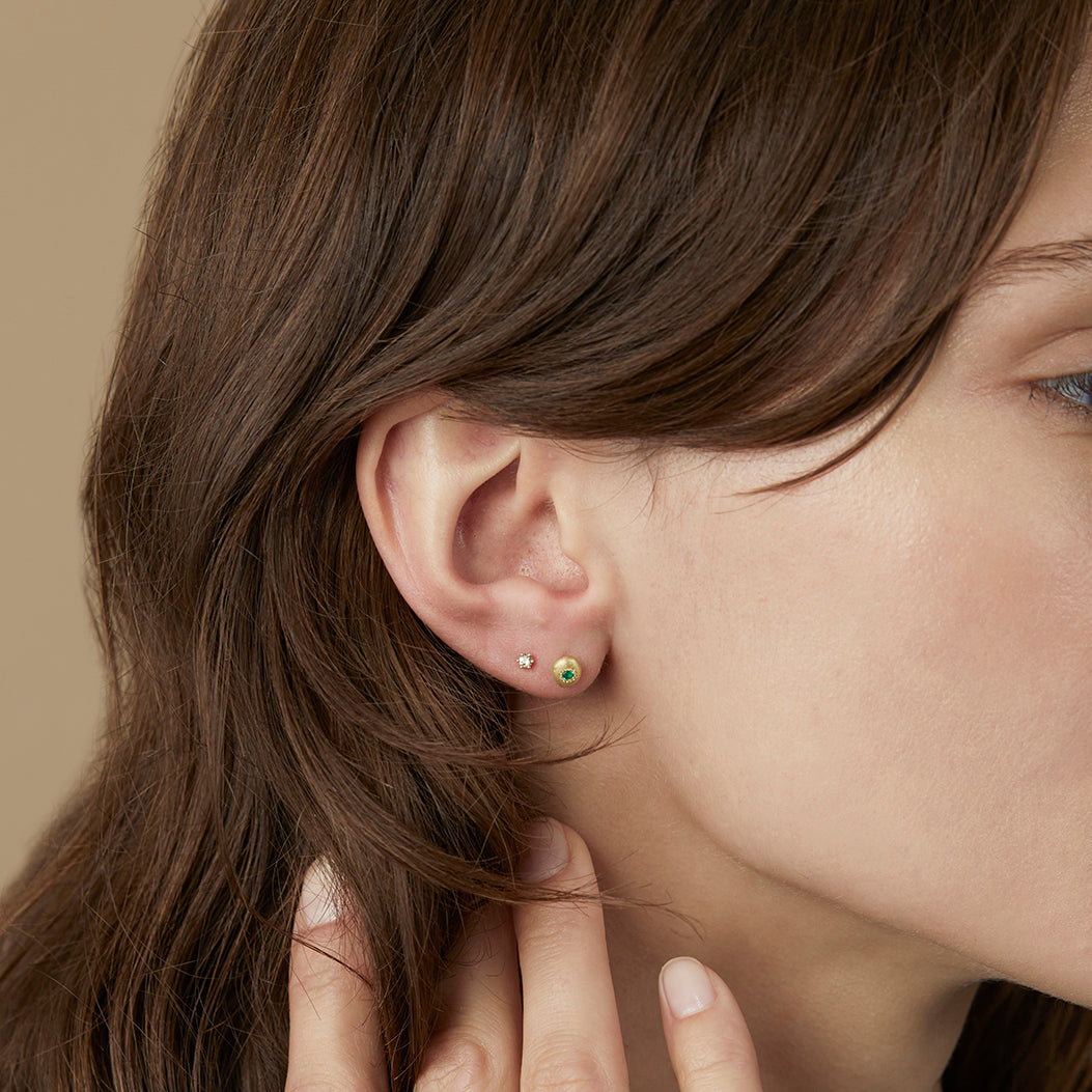 Emerald Pebble Studs