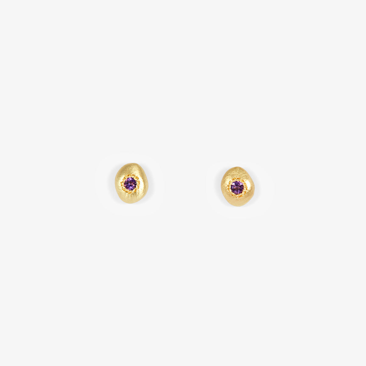 Amethyst Pebble Studs