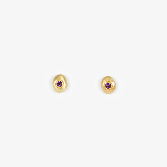 Amethyst Pebble Studs