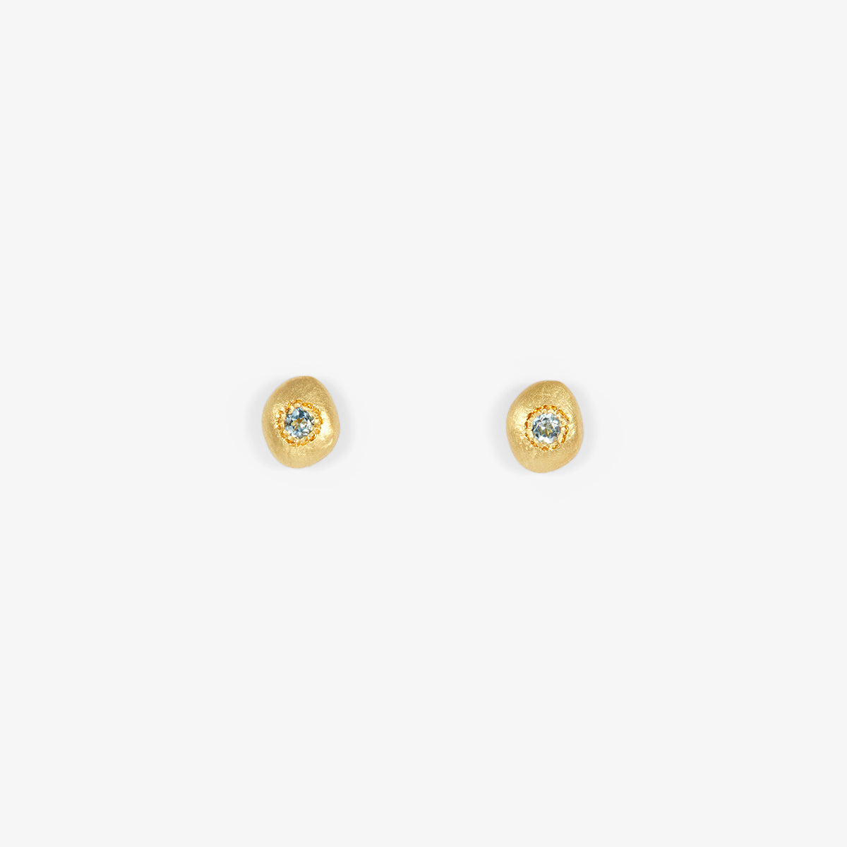 Aquamarine Pebble Studs