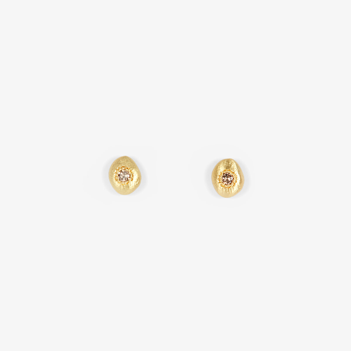 Brown Diamond Pebble Studs