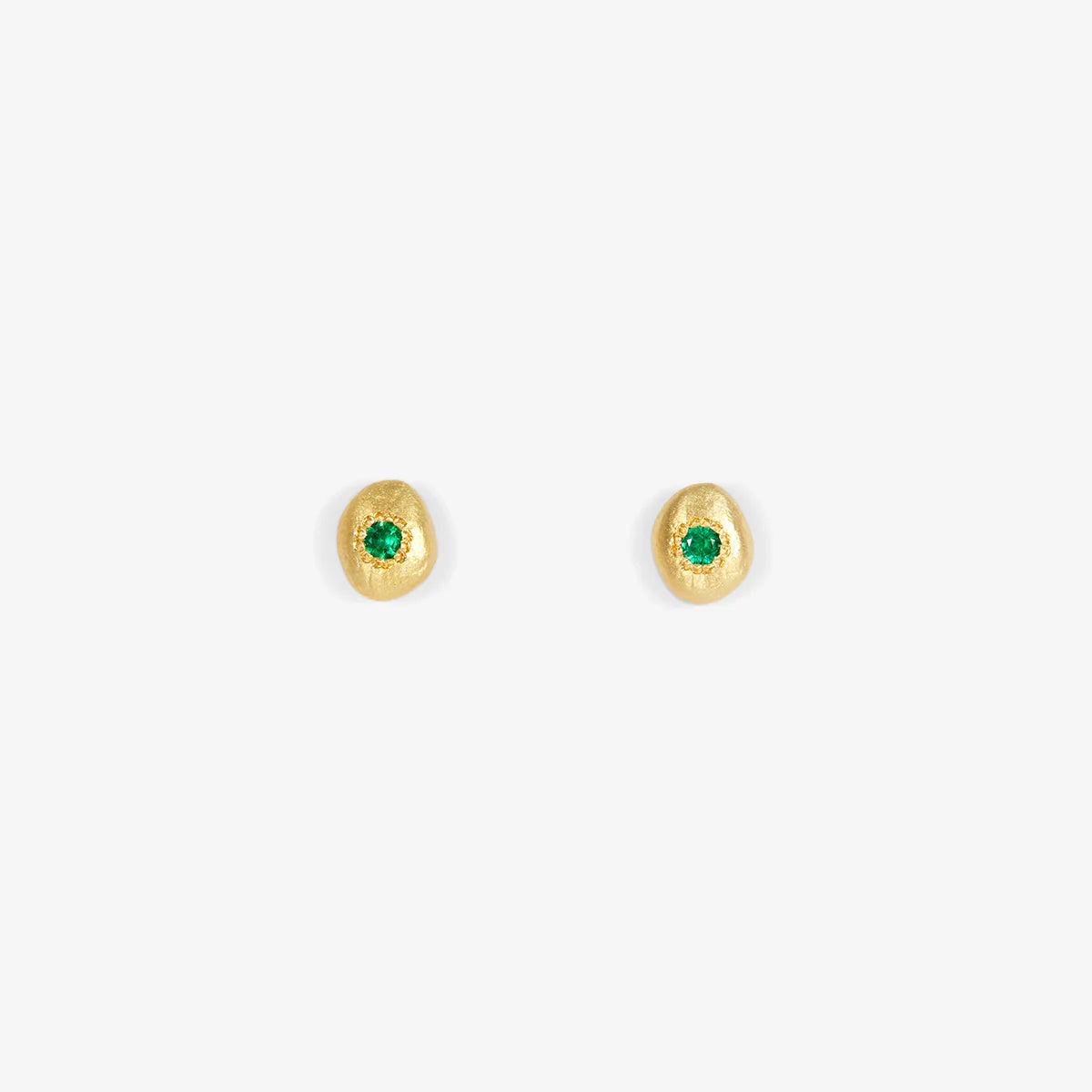 Emerald Pebble Studs