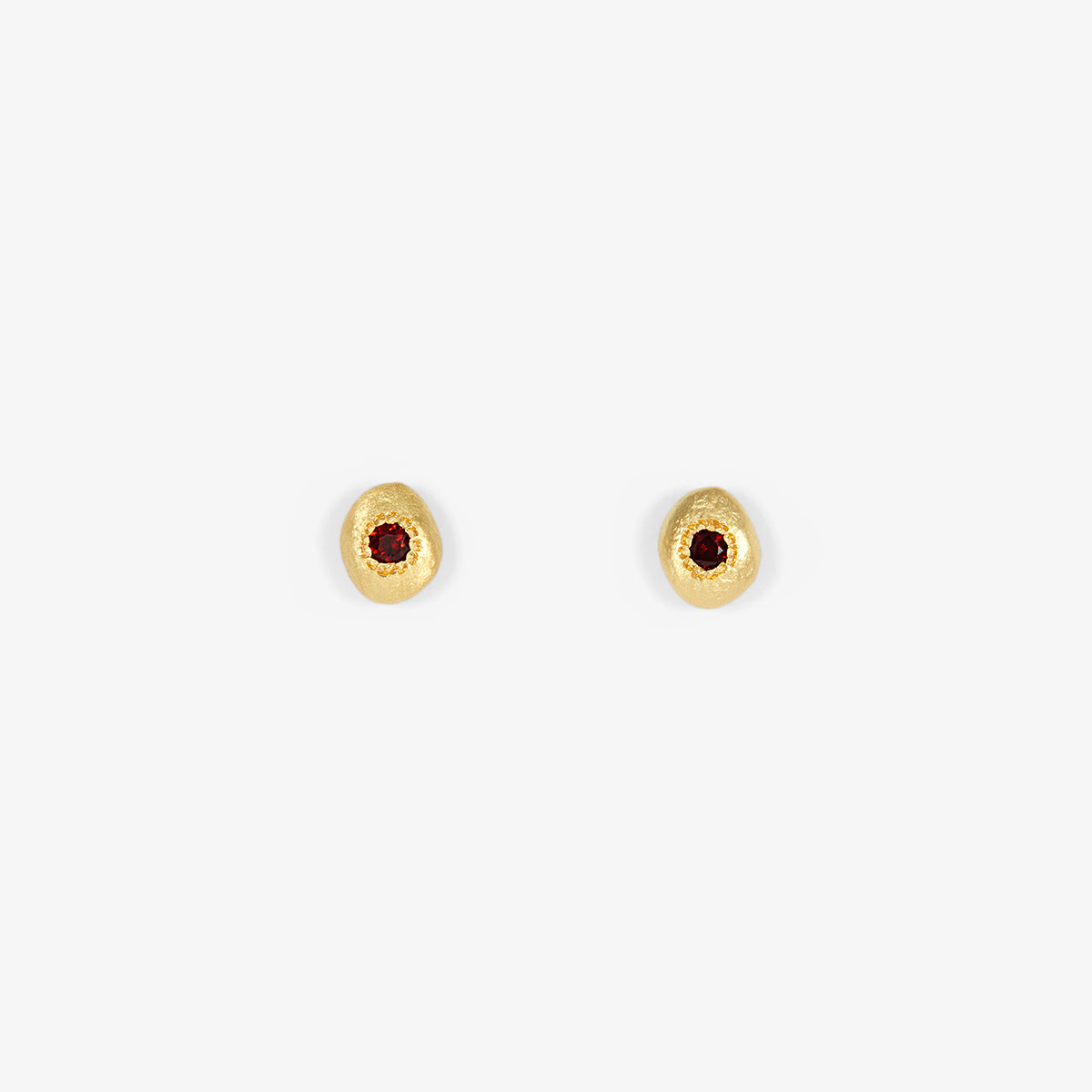 Garnet Pebble Studs