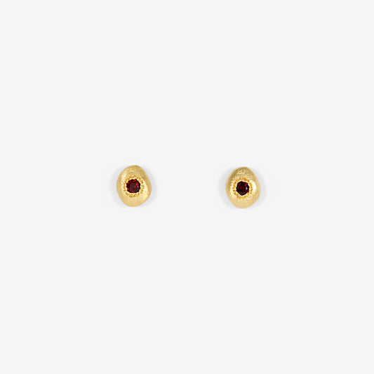 Garnet Pebble Studs