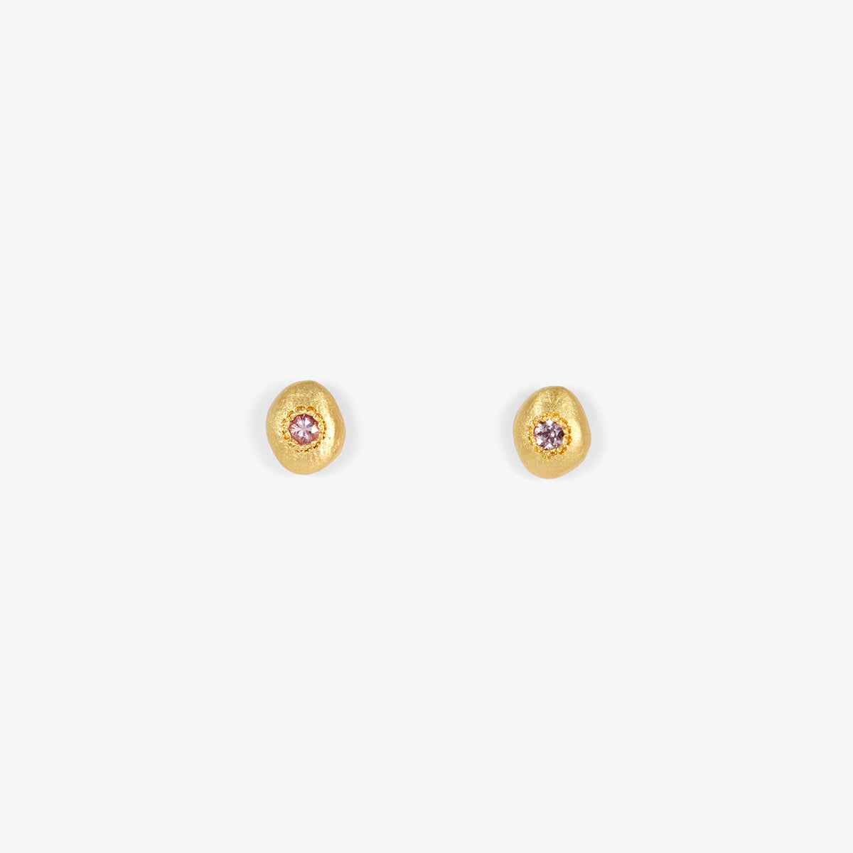 Pink Sapphire Pebble Studs
