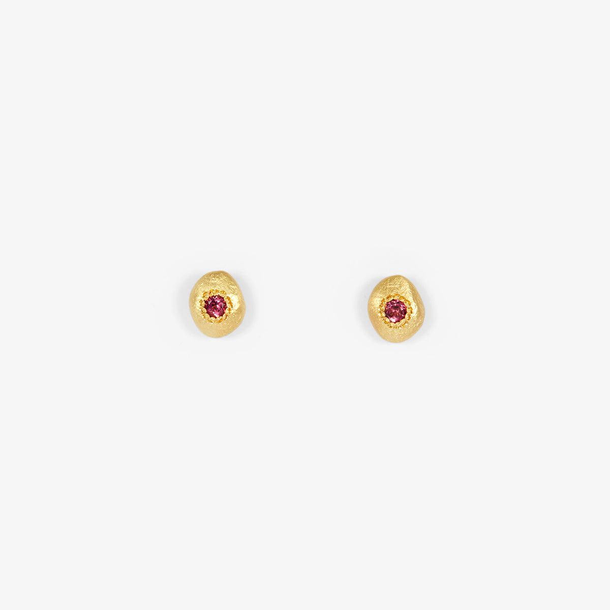 Pink Tourmaline Pebble Studs