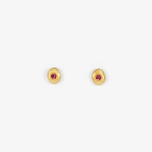 Pink Tourmaline Pebble Studs